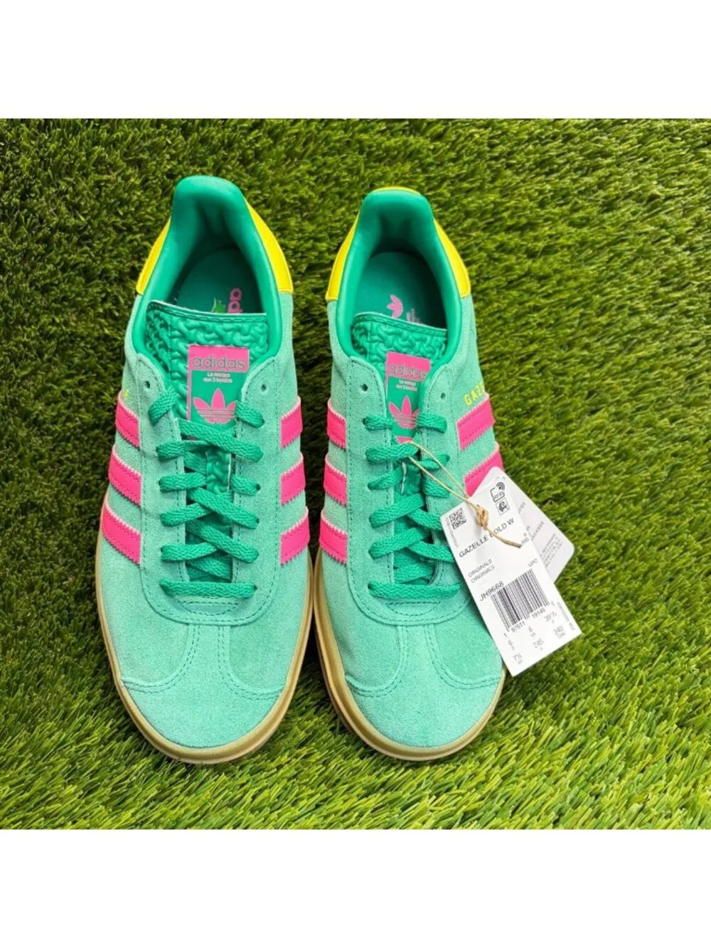 Adidas Gazelle Bold Court Womens Size 7.5 Green Pink Athletic Shoes Sneakers